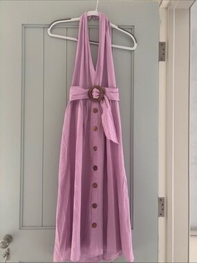 ASOS Purple Halter Linen Dress with Belt
